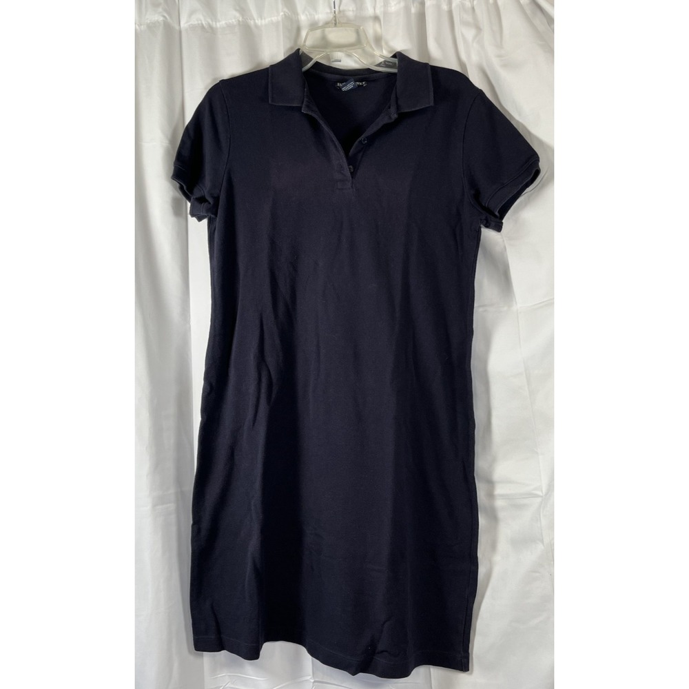 Lands' End Shirt Dress Women's Small 6P-8P Navy Blue Polo Short Sleeve Collared - Picture 2 of 13